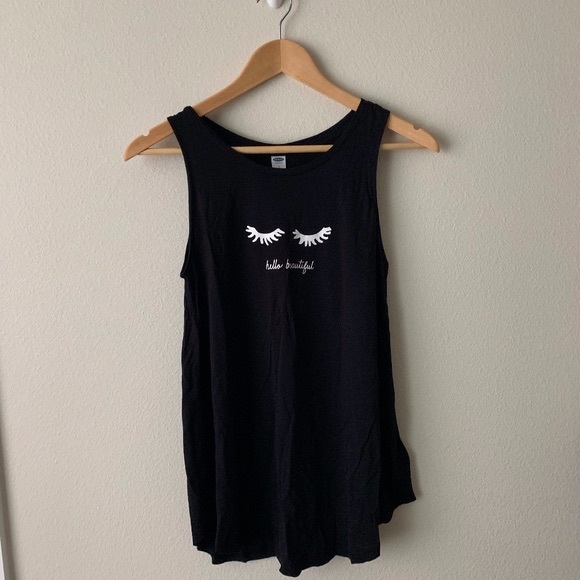 Black “hello beautiful” tank top - women’s small - Picture 2 of 3